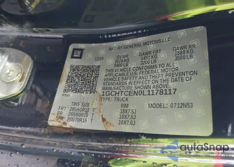 2020 Chevrolet Colorado 4Wd Long Box Lt z USA, uszkodzony, nr VIN 1GCHTCEN0L1178117